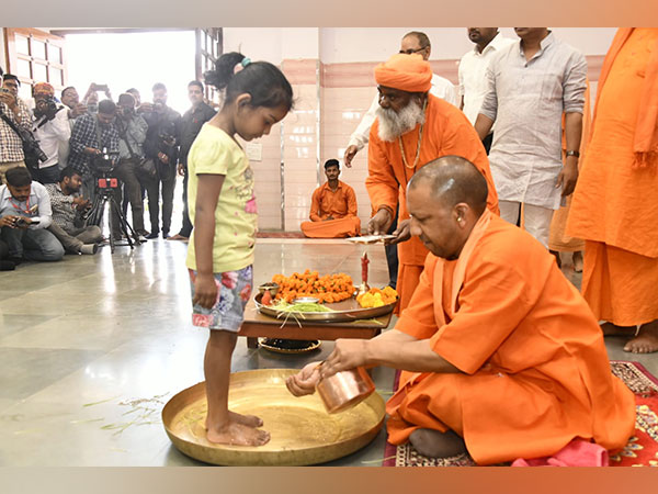 UP CM Yogi Adityanath performs Kanya Pujan ritual in Gorakhpur