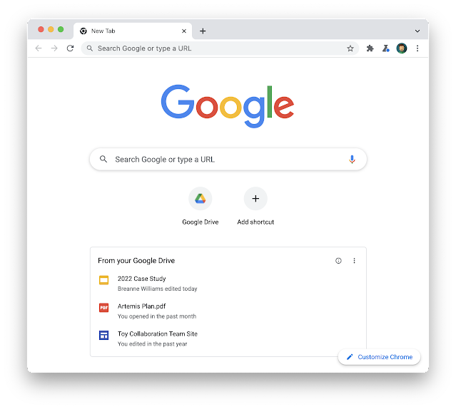 You can now access Google Drive files from New Tab Page in Chrome