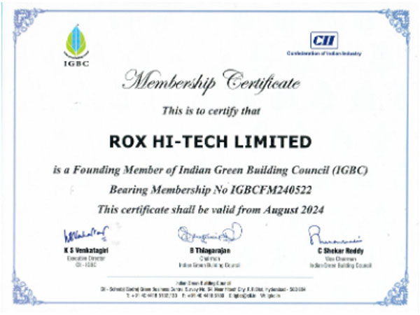 ROX Hi-Tech Limited Joins Indian Green Building Council as Founding Member