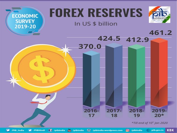 India's foreign reserves pegged at USD 461.2 billion