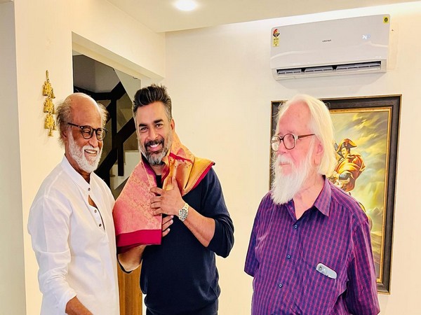 Watch: R. Madhavan seeks Rajinikanth's blessing, touches his feet