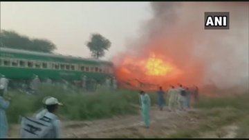UPDATE 6-Fire sweeps Pakistani train, killing 73, after cooking fire