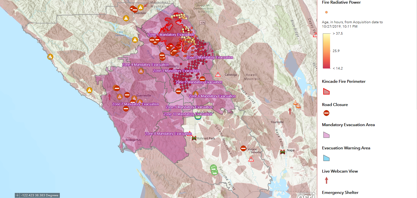 Kincade Fire: 66,000 acres burned; active evacuation centers listed ...